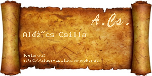 Alács Csilla névjegykártya